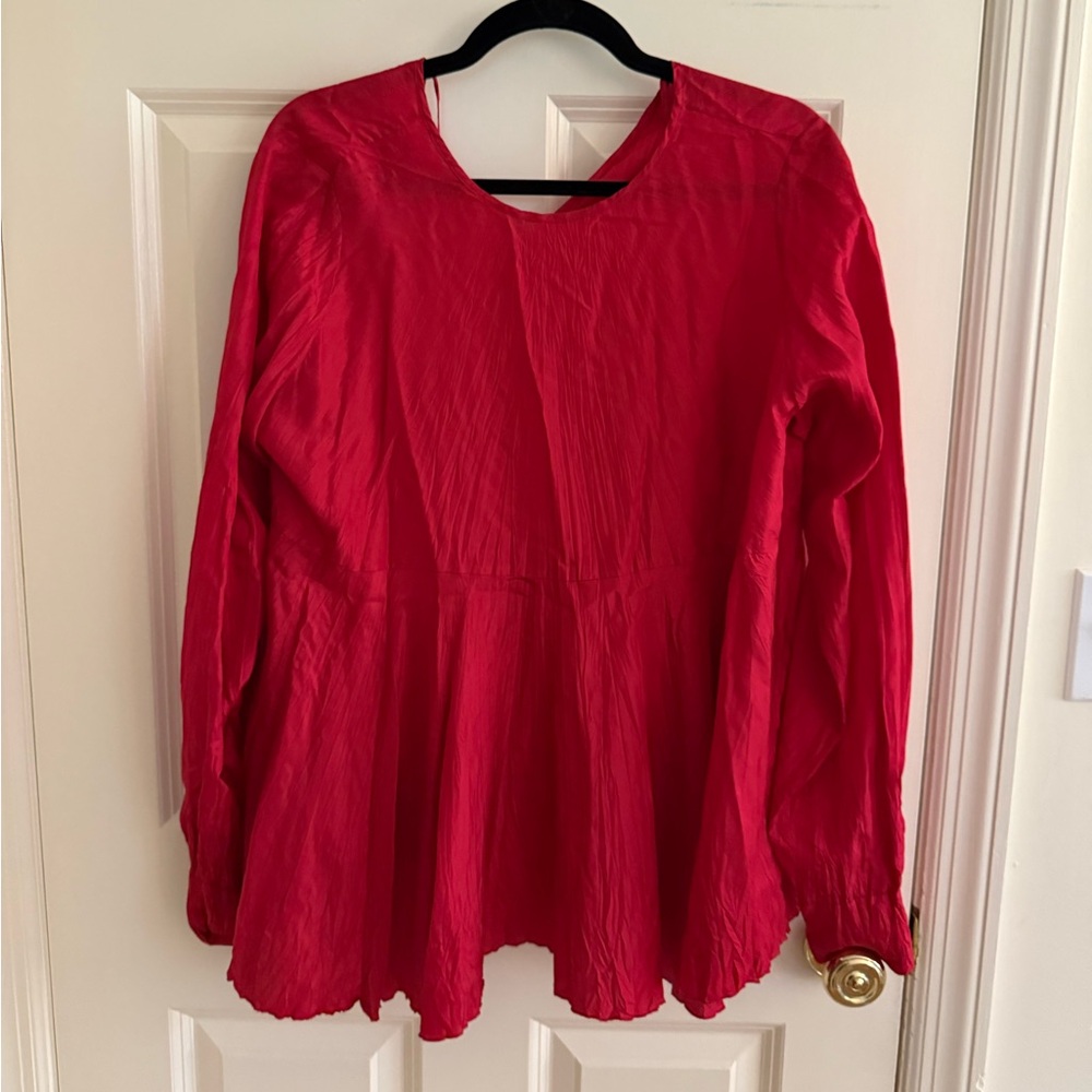 Joseph Silk Red Long Sleeve Blouse